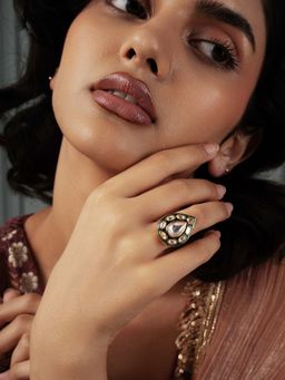 Curio Cottage - Meira Enamel Drop Kundan Ring