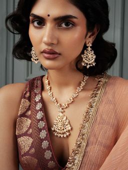 Curio Cottage - Nizami Pearl Studded Jadau Necklace Set