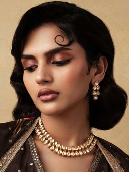 Curio Cottage - Meira Tear Drop Kundan Necklace Set