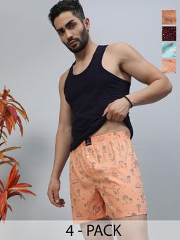 Urban Scottish - Men Pure Cotton Boxers Multi-Color (Pack of 4)