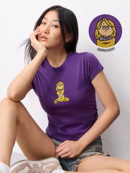 The Souled Store - Official Disney Tangled Ruched Waist Women Fitted Crop T-Shirt