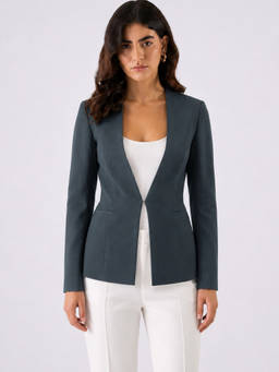 Powersutra - Women's Grey Formal Lapelless Blazer