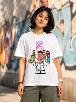 HAZUKU - Good Old Days Printed Oversized T-Shirt For Women