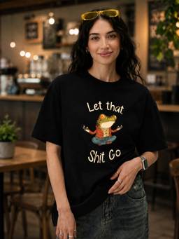 HAZUKU - Let That Shit Go Printed Oversized T-Shirt For Women
