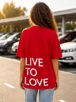 HAZUKU - Live To Love Tintin Typography Oversized T-Shirt For Women