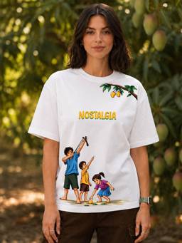 HAZUKU - Nostalgia Mango Printed Oversized T-Shirt For Women