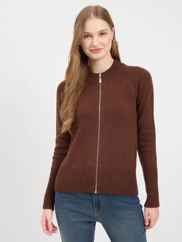 Madame - Crew Neck Brown Cardigan