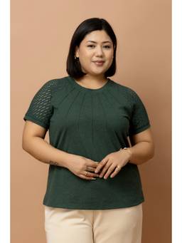 PURYS PLUS - Knitted Lace Sleeve Top