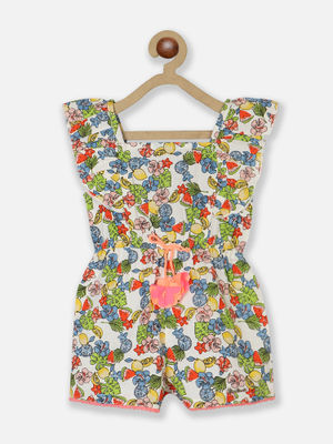 Buy Nautinati Girls Floral Printed Square Neck Ruffled Pure Cotton ...
