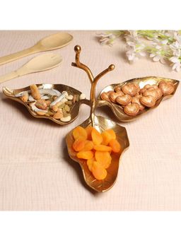 De Maison Decor - 3 Leaf Decorative Gold Platter