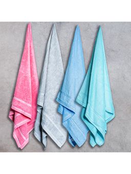 Himeya - Pink, Grey, Blue Aqua Zero Twist Bath Towel (Pack of 4) (L)