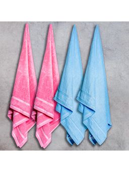 Himeya - Pink and Blue Zero Twist Bath Towel (Pack of 4) (L)