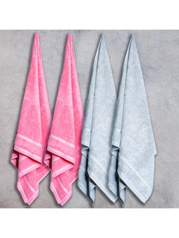 Himeya - Pink and Grey Zero Twist Bath Towel (Pack of 4) (L)