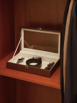 La Trove - Brown Leatherite Plain Accessories Organizer Closed Open Boxes for Wardrobe Closet