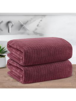 Story@Home - Pink Microfiber 400 GSM Bath Towel (Pack of 2) (XL)