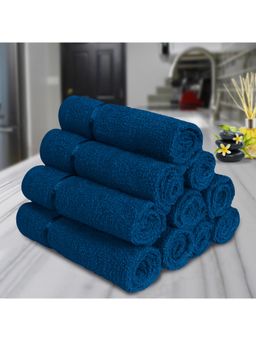 Story@Home - Navy Blue Cotton Face Towels (Pack of 10) (S)