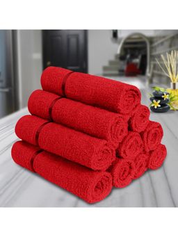 Story@Home - Red Cotton Face Towels (Pack of 10) (S)