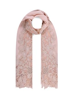 Janavi India - Pink Floral Edge in Merino Scarf