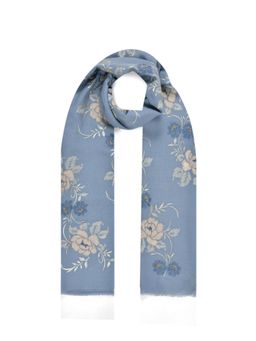 Janavi India - Blue Floweret in Merino Scarf