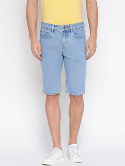 Guess - Blue Cotton Slim Shorts