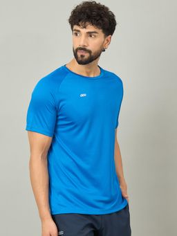 Dida - Men Blue Polyester Solid Half Sleeves Regular Fit T-Shirt