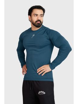 FUAARK - Men Blue Polyester Solid Full Sleeves Slim Fit T-Shirt