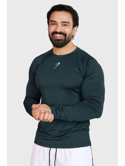 FUAARK - Men Green Polyester Checks Full Sleeves Slim Fit T-Shirt