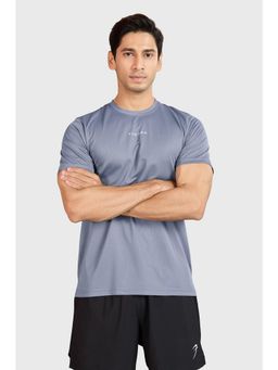 FUAARK - Men Grey Polyester Solid Half Sleeves Slim Fit T-Shirt