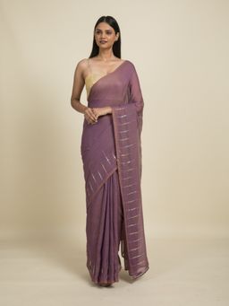 Suta - Lavender Sequin Embellished Pure Cotton Saree