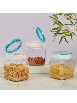 HomeTown - Flexo BPA Free Easy Lock Square Container 900ml Set of 3 in Transparent Colour