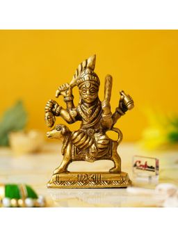 eCraftIndia - Golden Brass Bhairav Baba Murti Idol Statue for Home Pooja Mandir Temple