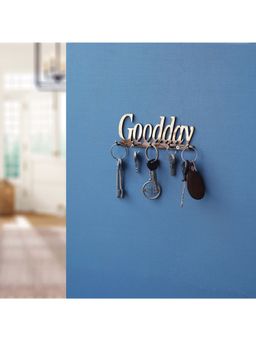 eCraftIndia - Golden Brass "Good Day" Designer Key Holder with 5 Hooks for Home, Office