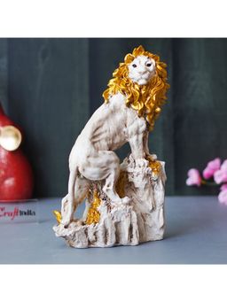 eCraftIndia - Polyresin Lion Statue Climbing on Rock Animal Figurine Showpiece