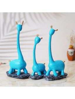 eCraftIndia - Set of 3 Blue Polyresin Cute Giraffe Statues Animal Figurines