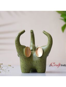 eCraftIndia - Green, Golden Polyresin Handcrafted Elephant Statue Decorative Showpiece