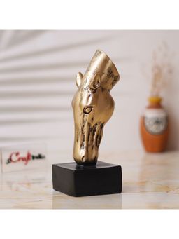 eCraftIndia - Golden Horse Head Statue Animal Figurine Showpiece for Home, Office Decor
