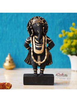 eCraftIndia - Black & Golden Polyresin Handcrafted Standing Lord Ganesha Statue