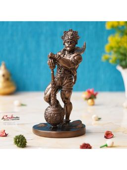 eCraftIndia - Golden Polyresin Handcrafted Standing Lord Hanuman Statue with Gada/Mace