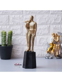 eCraftIndia - Golden Hugging Beloved Couple Statue Human Figurines Decorative Showpiece