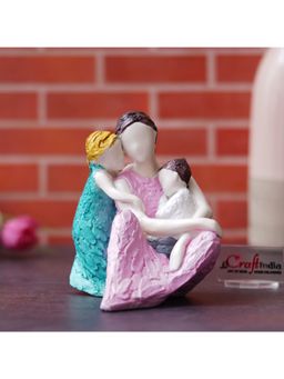 eCraftIndia - Happy Family of Mother, Daughter Backhugging, and Boy on Lap Human Figurine
