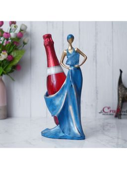 eCraftIndia - Blue & Polyresin Fashion Beauty Lady Statue Wine Bottle Holder