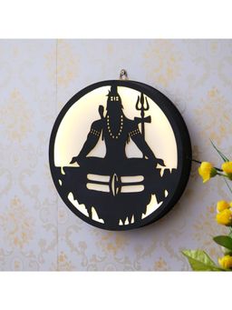 eCraftIndia - Lord Shiva Wooden Cutout LED Light Lamp Decorative Wall Hanging