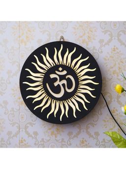 eCraftIndia - Sun and Om Symbol Wooden Cutout LED Light Lamp Decorative Wall Hanging