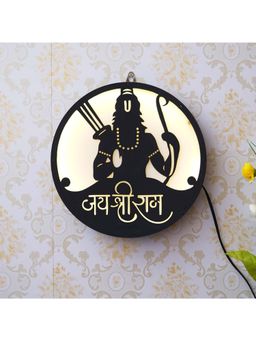 eCraftIndia - Lord Rama with "Jai Shri Ram" Wooden Cutout LED Light Lamp Wall Hanging