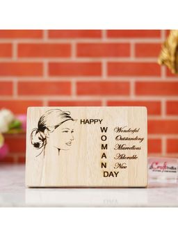 eCraftIndia - "Happy WOMAN Day" Tabletop Wooden Showpiece