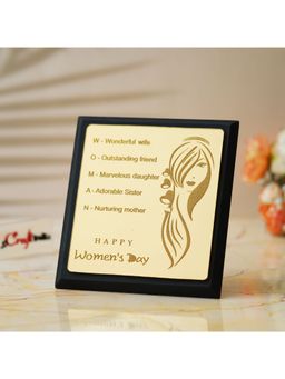 eCraftIndia - Brown "Happy Women's Day" Tabletop Wooden Decorative Showpiece