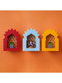 eCraftIndia - Wall Hanging Temple Pooja Mandir God Stand Shelf for Storage and Idols