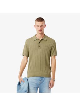 Lacoste - Fluid Ribbed Knit Polo Collar Sweater