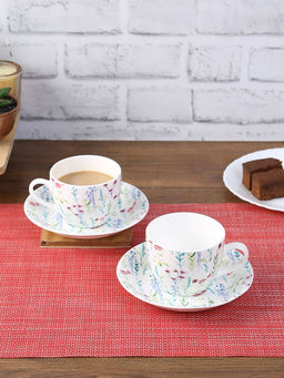 HomeTown - Bahamas Aster Ceramic Cup & Saucer Set Of 12 220 Ml in Multi Colour