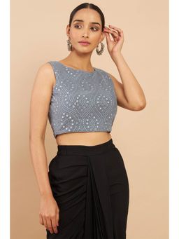 Soch - Women Grey Mirror Work Blouse